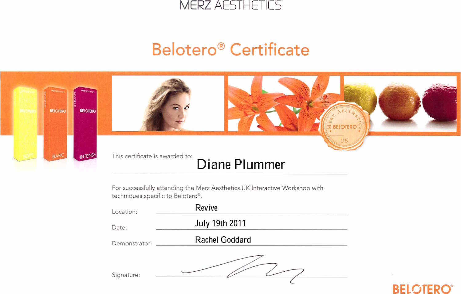 belotero advanced training certificate
